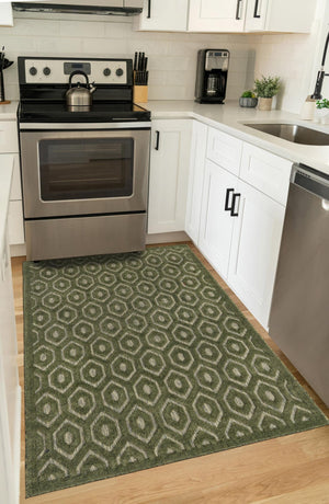 Green 6' x 9' Outdoor Trellis Textured Rectangle Area Rug Weather Resistant for Patio, Deck, Terrace, Balcony, Porch Geometric Design Water Safe Outside Carpet for Sale at Rug Engine