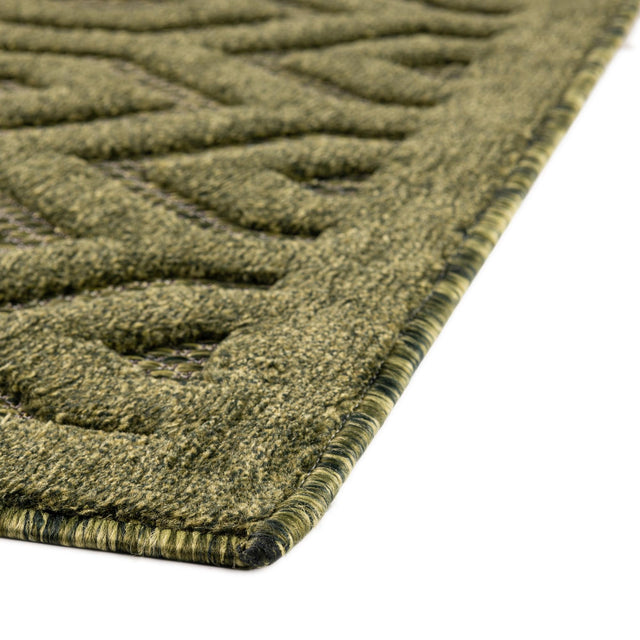 Green 9' x 12' Outdoor Trellis Textured Rectangle Area Rug Weather Resistant for Patio, Deck, Terrace, Balcony, Porch Geometric Design Water Safe Outside Carpet for Sale at Rug Engine