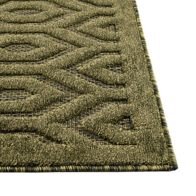 Green 9' x 12' Outdoor Trellis Textured Rectangle Area Rug Weather Resistant for Patio, Deck, Terrace, Balcony, Porch Geometric Design Water Safe Outside Carpet for Sale at Rug Engine