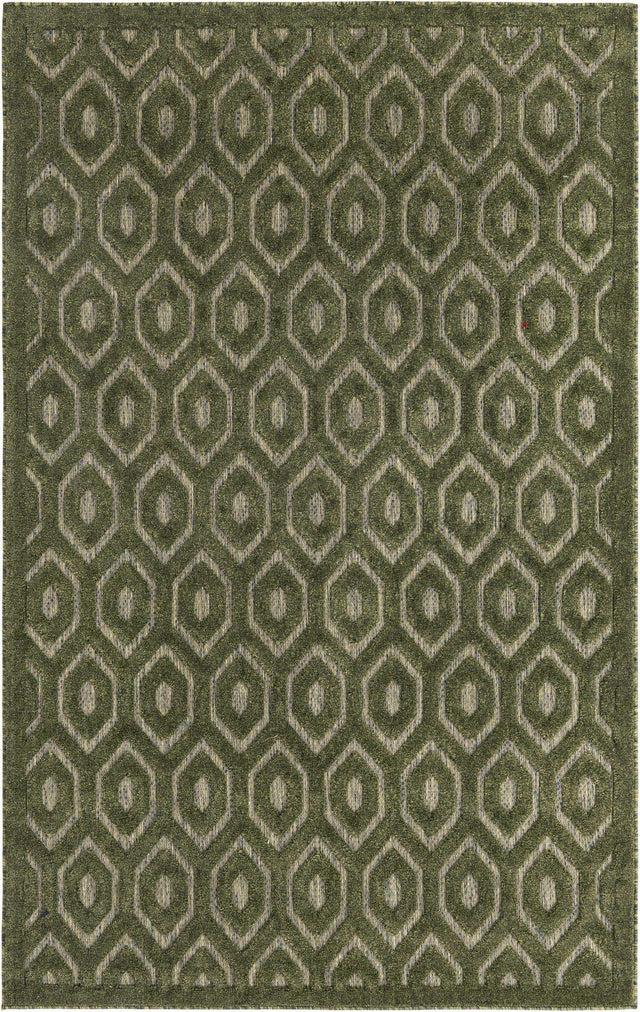 Green 5' 3 x 8' Outdoor Trellis Textured Rectangle Area Rug Weather Resistant for Patio, Deck, Terrace, Balcony, Porch Geometric Design Water Safe Outside Carpet for Sale at Rug Engine