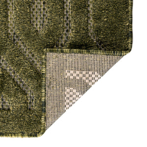 Green 7' 10 x 7' 10 Outdoor Trellis Textured Square Area Rug Weather Resistant for Patio, Deck, Terrace, Balcony, Porch Geometric Design Water Safe Outside Carpet for Sale at Rug Engine