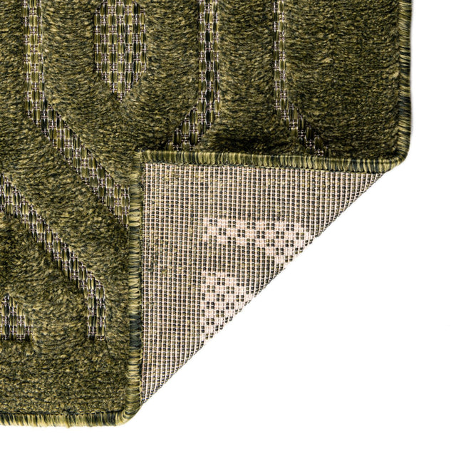 Green 7' 10 x 7' 10 Outdoor Trellis Textured Square Area Rug Weather Resistant for Patio, Deck, Terrace, Balcony, Porch Geometric Design Water Safe Outside Carpet for Sale at Rug Engine