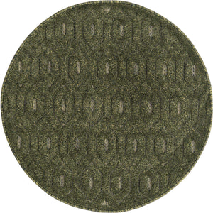 Green 3' x 3' Outdoor Trellis Textured Round Area Rug Weather Resistant for Patio, Deck, Terrace, Balcony, Porch Geometric Design Water Safe Outside Carpet for Sale at Rug Engine