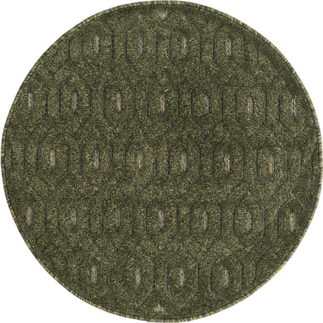 Green 3' x 3' Outdoor Trellis Textured Round Area Rug Weather Resistant for Patio, Deck, Terrace, Balcony, Porch Geometric Design Water Safe Outside Carpet for Sale at Rug Engine