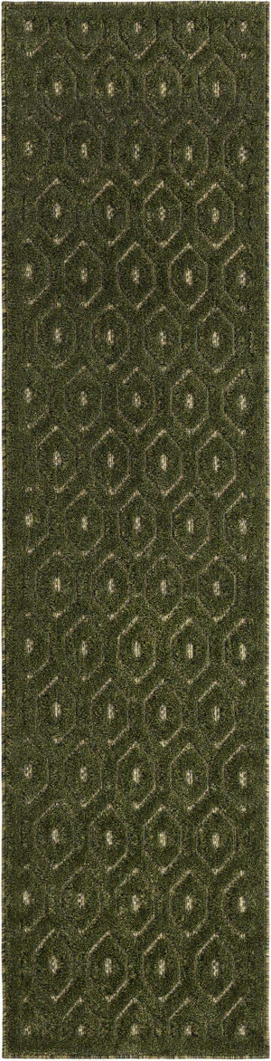 Green 2' x 8' Outdoor Trellis Textured Runner Area Rug Weather Resistant for Patio, Deck, Terrace, Balcony, Porch Geometric Design Water Safe Outside Carpet for Sale at Rug Engine