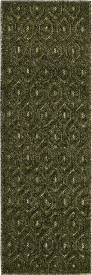 Green 2' x 6' Outdoor Trellis Textured Runner Area Rug Weather Resistant for Patio, Deck, Terrace, Balcony, Porch Geometric Design Water Safe Outside Carpet for Sale at Rug Engine