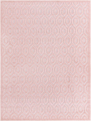 Pink 9' x 12' Outdoor Trellis Textured Rectangle Area Rug Weather Resistant for Patio, Deck, Terrace, Balcony, Porch Geometric Design Water Safe Outside Carpet for Sale at Rug Engine