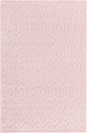 Pink 6' x 9' Outdoor Trellis Textured Rectangle Area Rug Weather Resistant for Patio, Deck, Terrace, Balcony, Porch Geometric Design Water Safe Outside Carpet for Sale at Rug Engine