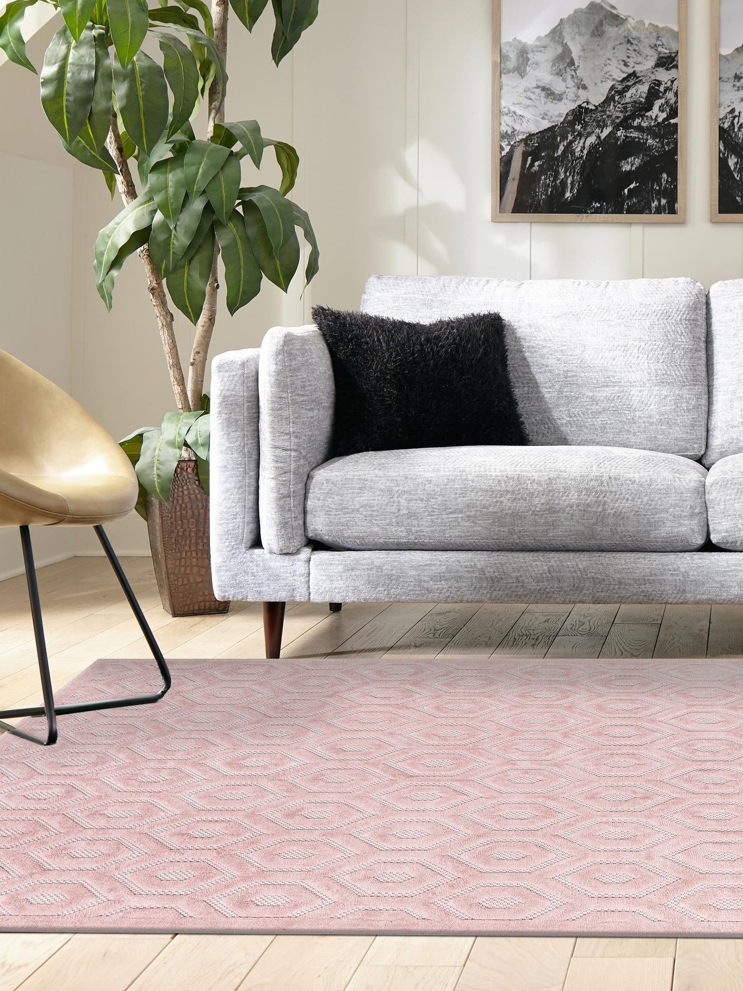 Pink 4' x 6' Outdoor Trellis Textured Rectangle Area Rug Weather Resistant for Patio, Deck, Terrace, Balcony, Porch Geometric Design Water Safe Outside Carpet for Sale at Rug Engine