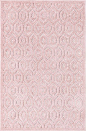 Pink 5' 3 x 8' Outdoor Trellis Textured Rectangle Area Rug Weather Resistant for Patio, Deck, Terrace, Balcony, Porch Geometric Design Water Safe Outside Carpet for Sale at Rug Engine