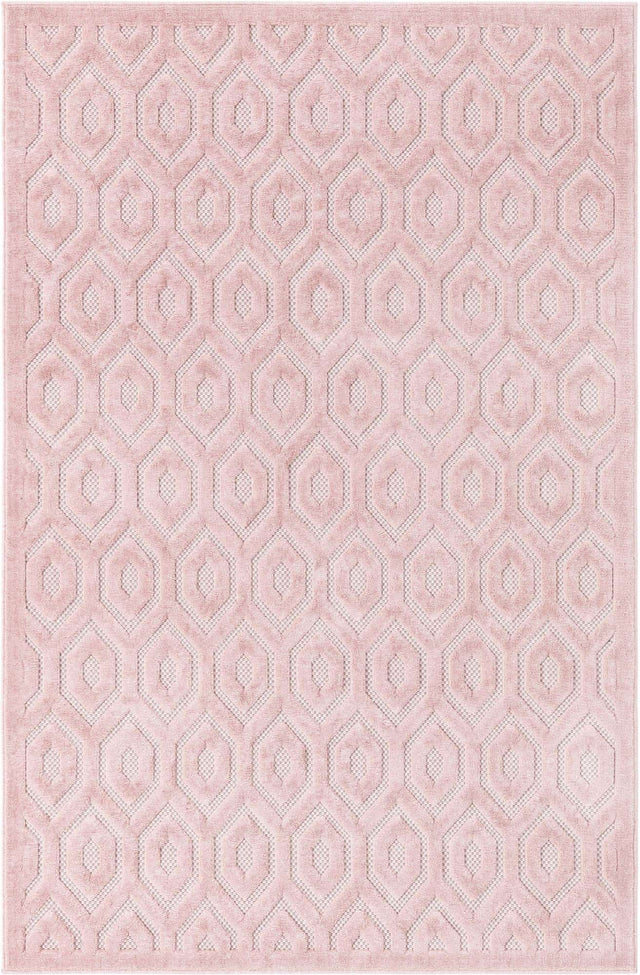 Pink 5' 3 x 8' Outdoor Trellis Textured Rectangle Area Rug Weather Resistant for Patio, Deck, Terrace, Balcony, Porch Geometric Design Water Safe Outside Carpet for Sale at Rug Engine