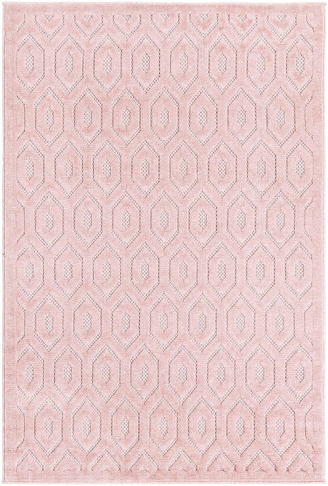 Pink 4' x 6' Outdoor Trellis Textured Rectangle Area Rug Weather Resistant for Patio, Deck, Terrace, Balcony, Porch Geometric Design Water Safe Outside Carpet for Sale at Rug Engine