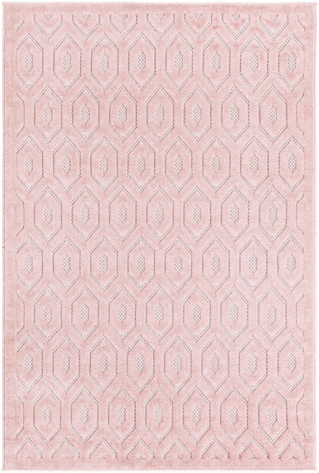 Pink 4' x 6' Outdoor Trellis Textured Rectangle Area Rug Weather Resistant for Patio, Deck, Terrace, Balcony, Porch Geometric Design Water Safe Outside Carpet for Sale at Rug Engine