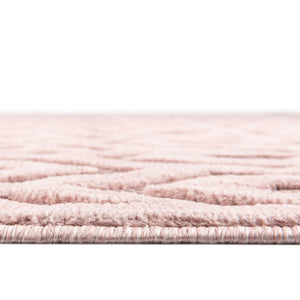 Pink 7' 10 x 7' 10 Outdoor Trellis Textured Square Area Rug Weather Resistant for Patio, Deck, Terrace, Balcony, Porch Geometric Design Water Safe Outside Carpet for Sale at Rug Engine