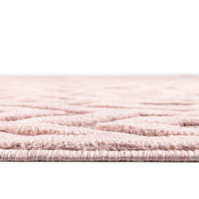 Pink 7' 10 x 7' 10 Outdoor Trellis Textured Square Area Rug Weather Resistant for Patio, Deck, Terrace, Balcony, Porch Geometric Design Water Safe Outside Carpet for Sale at Rug Engine
