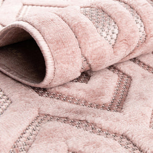 Pink 7' 10 x 7' 10 Outdoor Trellis Textured Square Area Rug Weather Resistant for Patio, Deck, Terrace, Balcony, Porch Geometric Design Water Safe Outside Carpet for Sale at Rug Engine