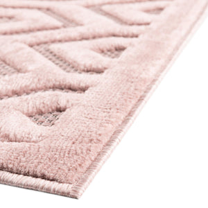 Pink 7' 10 x 7' 10 Outdoor Trellis Textured Square Area Rug Weather Resistant for Patio, Deck, Terrace, Balcony, Porch Geometric Design Water Safe Outside Carpet for Sale at Rug Engine