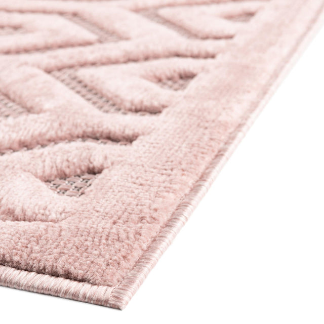 Pink 7' 10 x 7' 10 Outdoor Trellis Textured Square Area Rug Weather Resistant for Patio, Deck, Terrace, Balcony, Porch Geometric Design Water Safe Outside Carpet for Sale at Rug Engine
