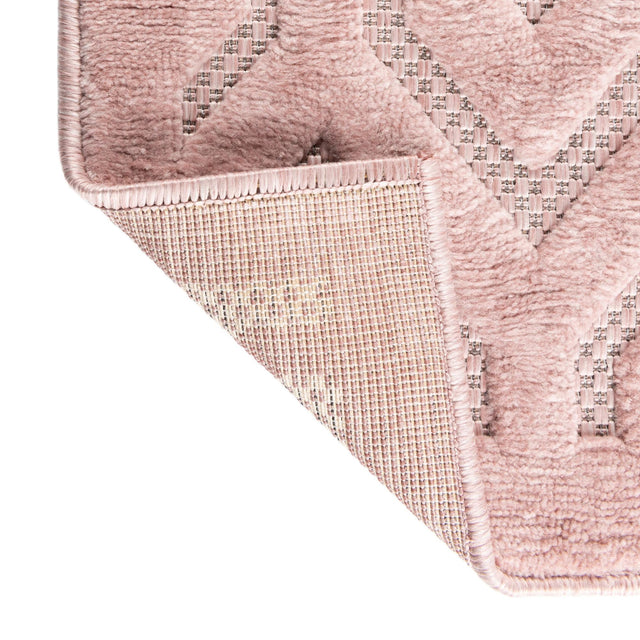 Pink 7' 10 x 7' 10 Outdoor Trellis Textured Square Area Rug Weather Resistant for Patio, Deck, Terrace, Balcony, Porch Geometric Design Water Safe Outside Carpet for Sale at Rug Engine