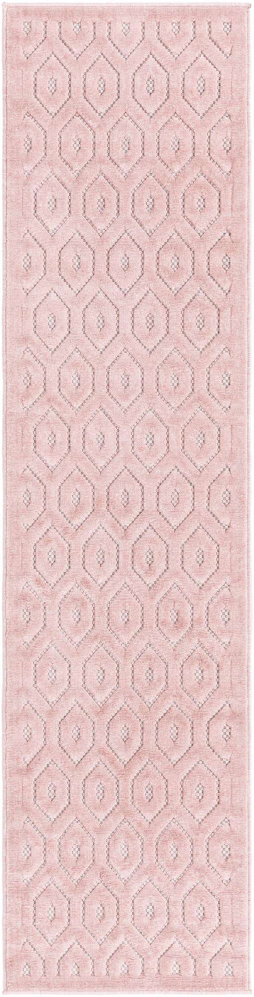 Pink 2' x 8' Outdoor Trellis Textured Runner Area Rug Weather Resistant for Patio, Deck, Terrace, Balcony, Porch Geometric Design Water Safe Outside Carpet for Sale at Rug Engine