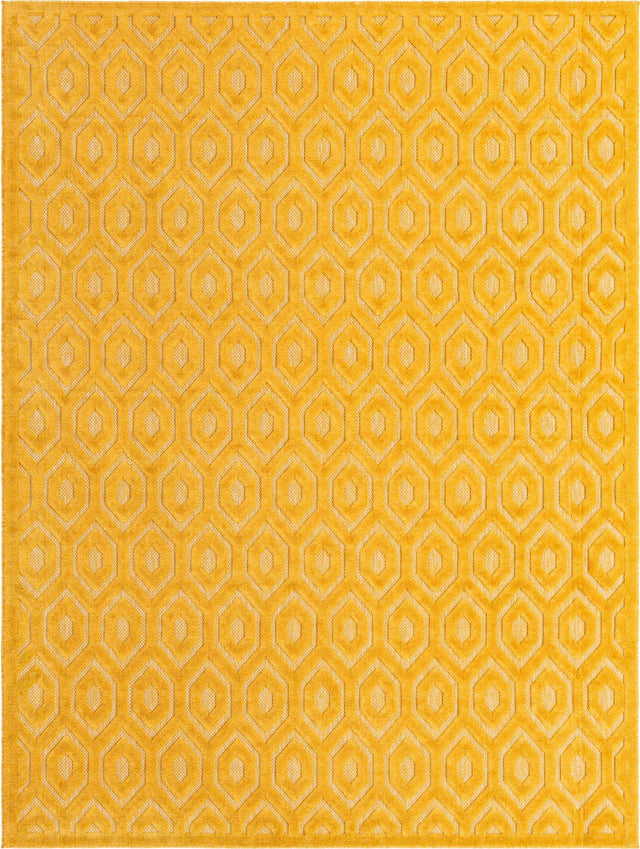 Yellow 9' x 12' Outdoor Trellis Textured Rectangle Area Rug Weather Resistant for Patio, Deck, Terrace, Balcony, Porch Geometric Design Water Safe Outside Carpet for Sale at Rug Engine