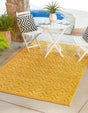 Yellow 4' x 6' Outdoor Trellis Textured Rectangle Area Rug Weather Resistant for Patio, Deck, Terrace, Balcony, Porch Geometric Design Water Safe Outside Carpet for Sale at Rug Engine