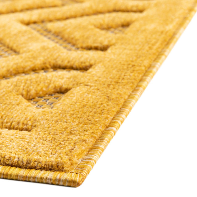 Yellow 6' x 9' Outdoor Trellis Textured Rectangle Area Rug Weather Resistant for Patio, Deck, Terrace, Balcony, Porch Geometric Design Water Safe Outside Carpet for Sale at Rug Engine