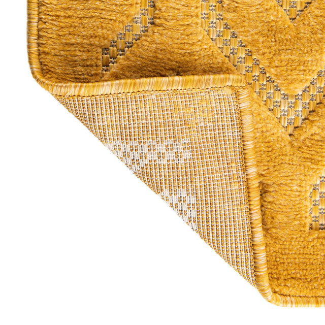 Yellow 6' x 9' Outdoor Trellis Textured Rectangle Area Rug Weather Resistant for Patio, Deck, Terrace, Balcony, Porch Geometric Design Water Safe Outside Carpet for Sale at Rug Engine