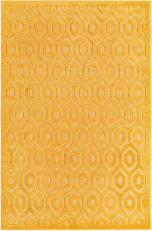 Yellow 5' 3 x 8' Outdoor Trellis Textured Rectangle Area Rug Weather Resistant for Patio, Deck, Terrace, Balcony, Porch Geometric Design Water Safe Outside Carpet for Sale at Rug Engine