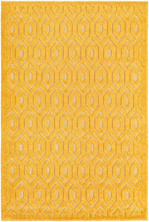 Yellow 4' x 6' Outdoor Trellis Textured Rectangle Area Rug Weather Resistant for Patio, Deck, Terrace, Balcony, Porch Geometric Design Water Safe Outside Carpet for Sale at Rug Engine
