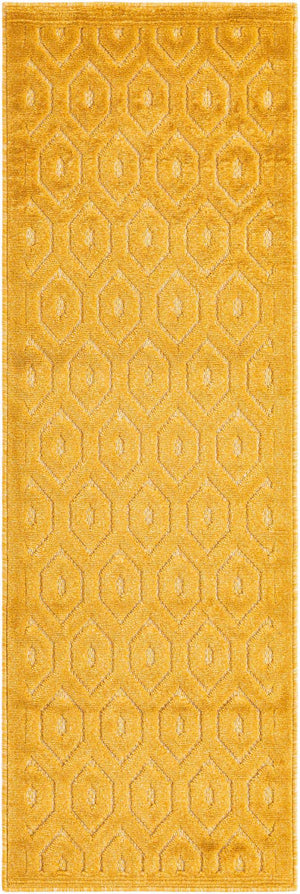 Yellow 2' x 6' Outdoor Trellis Textured Runner Rug