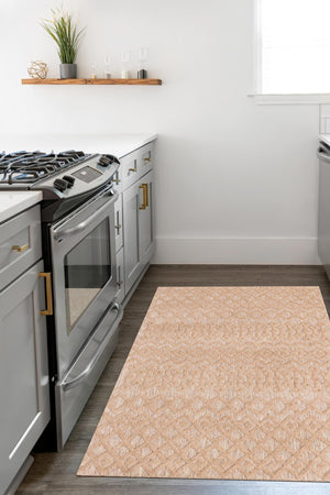 Beige 5' 3 x 8' Outdoor Trellis Textured Rectangle Area Rug Weather Resistant for Patio, Deck, Terrace, Balcony, Porch Geometric Design Water Safe Outside Carpet for Sale at Rug Engine