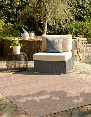 Beige 4' x 6' Outdoor Trellis Textured Rectangle Area Rug Weather Resistant for Patio, Deck, Terrace, Balcony, Porch Geometric Design Water Safe Outside Carpet for Sale at Rug Engine