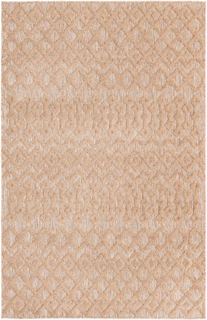 Beige 5' 3 x 8' Outdoor Trellis Textured Rectangle Area Rug Weather Resistant for Patio, Deck, Terrace, Balcony, Porch Geometric Design Water Safe Outside Carpet for Sale at Rug Engine