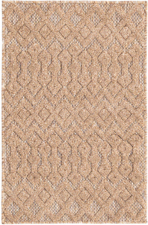 Beige 2' x 3' Outdoor Trellis Textured Rectangle Area Rug Weather Resistant for Patio, Deck, Terrace, Balcony, Porch Geometric Design Water Safe Outside Carpet for Sale at Rug Engine
