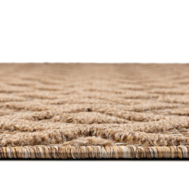 Beige 7' 10 x 7' 10 Outdoor Trellis Textured Square Area Rug Weather Resistant for Patio, Deck, Terrace, Balcony, Porch Geometric Design Water Safe Outside Carpet for Sale at Rug Engine