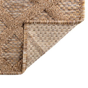 Beige 7' 10 x 7' 10 Outdoor Trellis Textured Square Area Rug Weather Resistant for Patio, Deck, Terrace, Balcony, Porch Geometric Design Water Safe Outside Carpet for Sale at Rug Engine