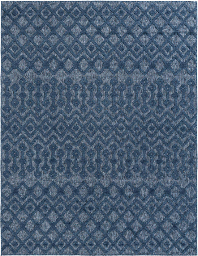 Navy Blue 7' 10 x 10' Outdoor Trellis Textured Rectangle Area Rug Weather Resistant for Patio, Deck, Terrace, Balcony, Porch Geometric Design Water Safe Outside Carpet for Sale at Rug Engine