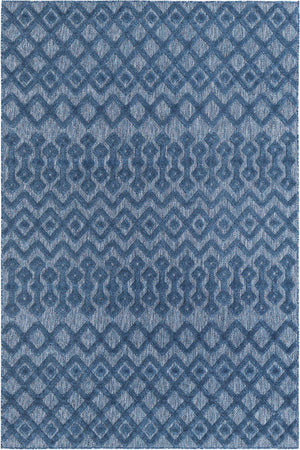 Navy Blue 6' x 9' Outdoor Trellis Textured Rectangle Area Rug Weather Resistant for Patio, Deck, Terrace, Balcony, Porch Geometric Design Water Safe Outside Carpet for Sale at Rug Engine