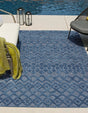 Navy Blue 4' x 6' Outdoor Trellis Textured Rectangle Area Rug Weather Resistant for Patio, Deck, Terrace, Balcony, Porch Geometric Design Water Safe Outside Carpet for Sale at Rug Engine