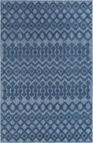 Navy Blue 5' 3 x 8' Outdoor Trellis Textured Rectangle Area Rug Weather Resistant for Patio, Deck, Terrace, Balcony, Porch Geometric Design Water Safe Outside Carpet for Sale at Rug Engine