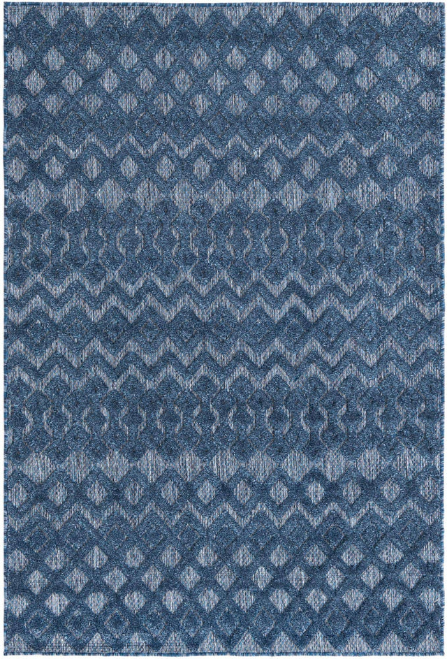 Navy Blue 4' x 6' Outdoor Trellis Textured Rectangle Area Rug Weather Resistant for Patio, Deck, Terrace, Balcony, Porch Geometric Design Water Safe Outside Carpet for Sale at Rug Engine