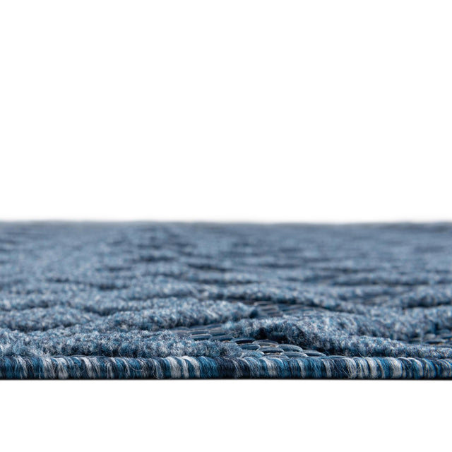 Navy Blue 7' 10 x 7' 10 Outdoor Trellis Textured Square Area Rug Weather Resistant for Patio, Deck, Terrace, Balcony, Porch Geometric Design Water Safe Outside Carpet for Sale at Rug Engine