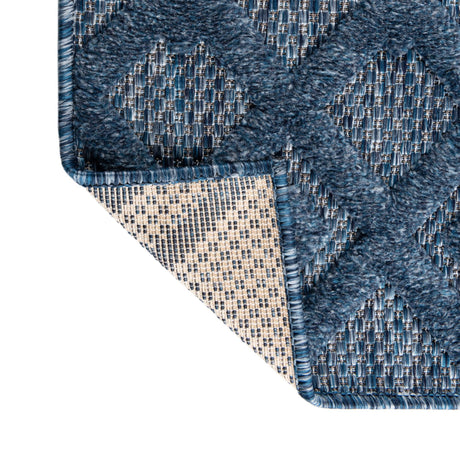 Navy Blue 7' 10 x 7' 10 Outdoor Trellis Textured Square Area Rug Weather Resistant for Patio, Deck, Terrace, Balcony, Porch Geometric Design Water Safe Outside Carpet for Sale at Rug Engine