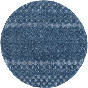 Navy Blue 4' x 4' Outdoor Trellis Textured Round Area Rug Weather Resistant for Patio, Deck, Terrace, Balcony, Porch Geometric Design Water Safe Outside Carpet for Sale at Rug Engine