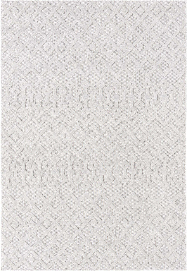 Grey 6' x 9' Outdoor Trellis Textured Rectangle Area Rug Weather Resistant for Patio, Deck, Terrace, Balcony, Porch Geometric Design Water Safe Outside Carpet for Sale at Rug Engine