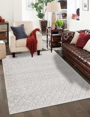 Grey 6' x 9' Outdoor Trellis Textured Rectangle Area Rug Weather Resistant for Patio, Deck, Terrace, Balcony, Porch Geometric Design Water Safe Outside Carpet for Sale at Rug Engine