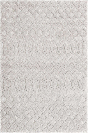 Grey 5' 3 x 8' Outdoor Trellis Textured Rectangle Area Rug Weather Resistant for Patio, Deck, Terrace, Balcony, Porch Geometric Design Water Safe Outside Carpet for Sale at Rug Engine