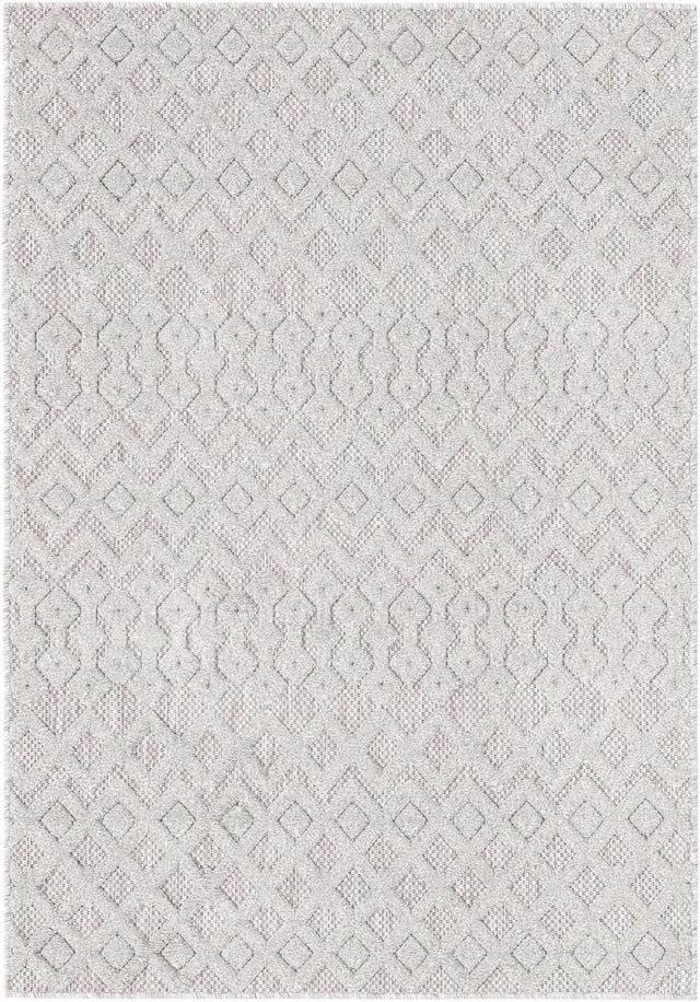 Grey 4' x 6' Outdoor Trellis Textured Rectangle Area Rug Weather Resistant for Patio, Deck, Terrace, Balcony, Porch Geometric Design Water Safe Outside Carpet for Sale at Rug Engine