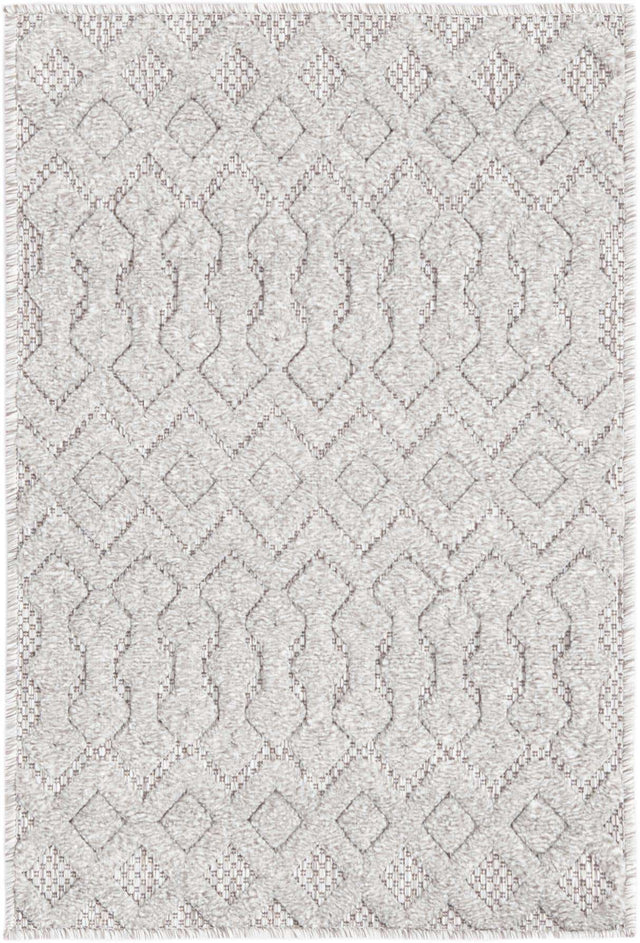Grey 2' x 3' Outdoor Trellis Textured Rectangle Area Rug Weather Resistant for Patio, Deck, Terrace, Balcony, Porch Geometric Design Water Safe Outside Carpet for Sale at Rug Engine